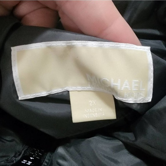 MICHAEL Kors steel Grey maxi long Faux fur hooded puffer coat plus size 2X new!! - Picture 8 of 11